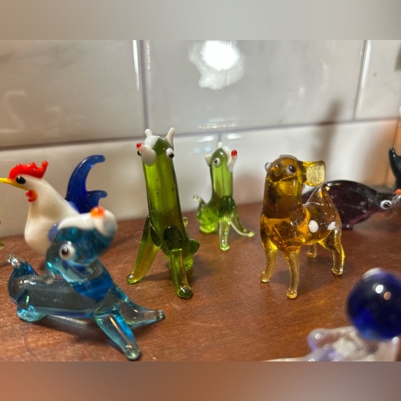 Minature Hand Blown Glass Animals Milk Glass Chicken Bird Mouse Dog etc, 15pcs - Picture 6 of 11